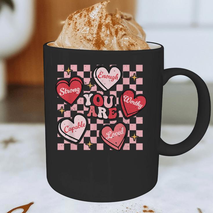 Valentine You Are Loved Worthy Enough Candy Heart Teacher For Men Women Girls Kids Graphic Print Coffee Mug, novelty gifts, funny gifts