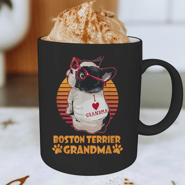 Vintage Boston Terrier Grandma Wear Sunglasses Dog Lover Men Women Girls Kids Graphic Print Coffee Mug, novelty gifts, funny gifts