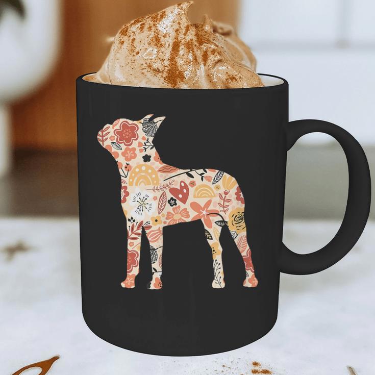 Vintage Floral Boston Terrier For Dog Lover Graphic Print Coffee Mug, novelty gifts, funny gifts