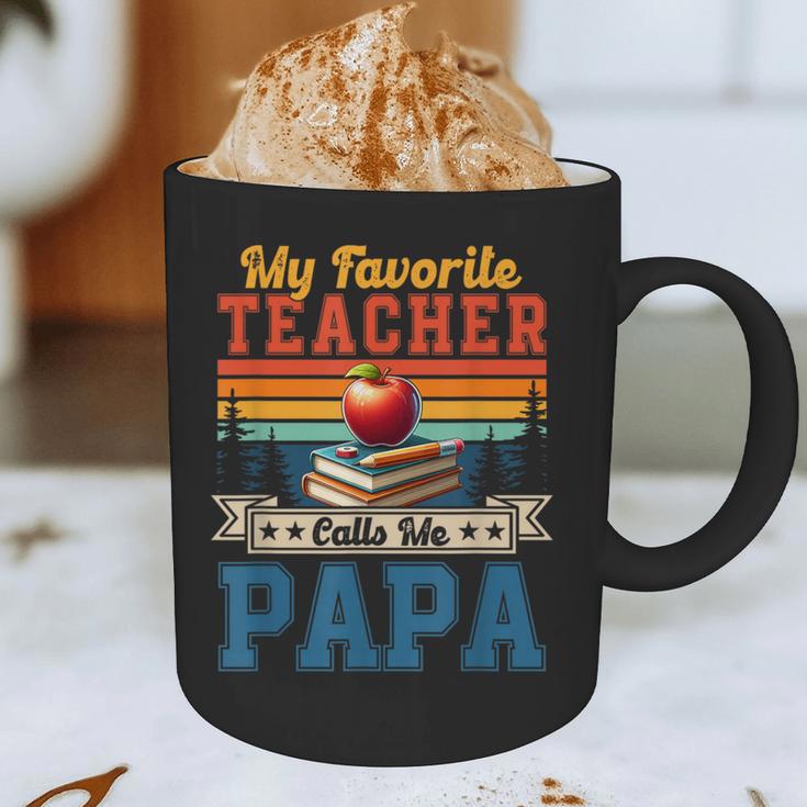Vintage Retro My Favorite Teacher Calls Me Papa Father's Day Graphic Print Coffee Mug, novelty gifts, funny gifts