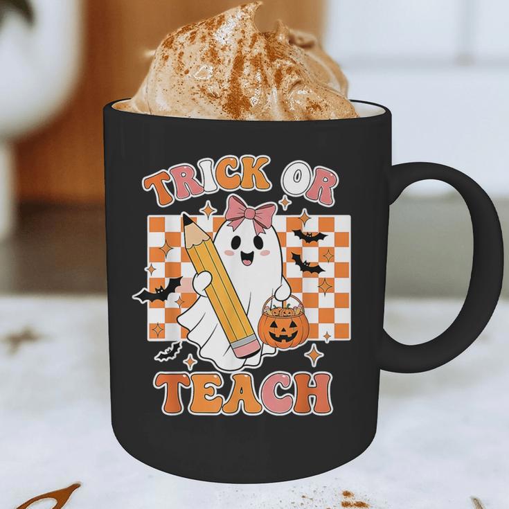 Vintage Teacher Shirt Women Trick Or Teach Halloween Graphic Print Coffee Mug, novelty gifts, funny gifts