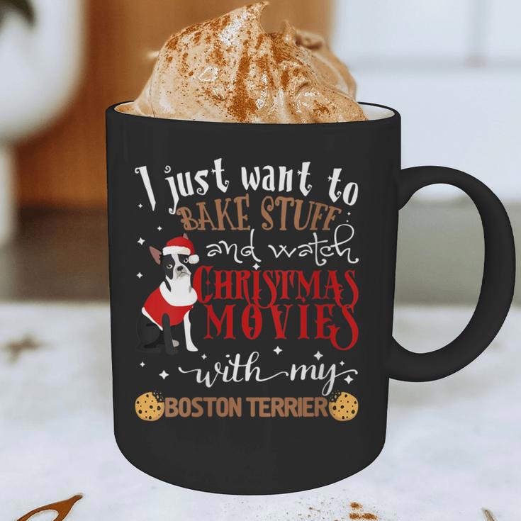 Watch Christmas Movies With My Boston Terrier Bostie Graphic Print Coffee Mug, novelty gifts, funny gifts