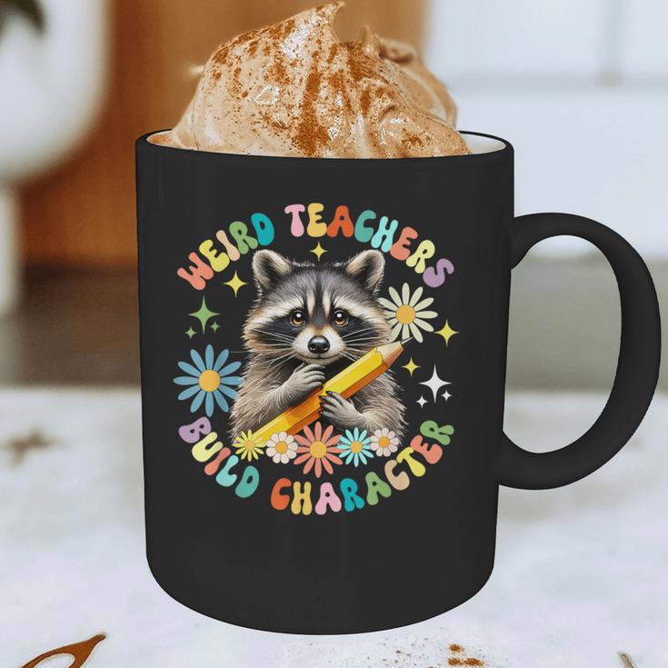 Weird Teachers Build Character Raccoon Colourful Floral Graphic Print Coffee Mug, novelty gifts, funny gifts Weird Teachers Build Character Raccoon Colourful Floral Graphic Print Coffee Mug, novelty gifts, funny gifts