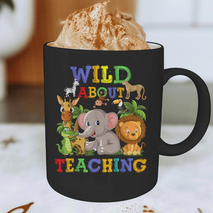 Wild About Teaching Safari Jungle School Teacher Graphic Print Coffee Mug, novelty gifts, funny gifts