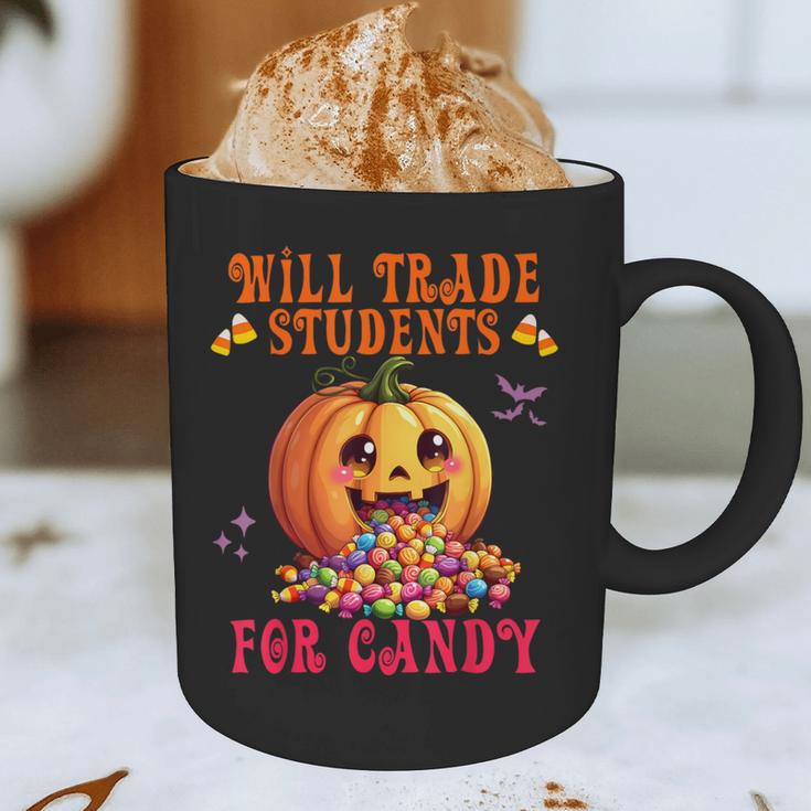 Will Trade Students For Candy Teacher Cute Halloween Pumpkin Graphic Print Coffee Mug, novelty gifts, funny gifts