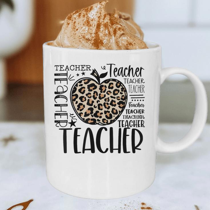 Back To School Teacher Life Apple Leopard Teacher Women Graphic Print Coffee Mug, novelty gifts, funny gifts