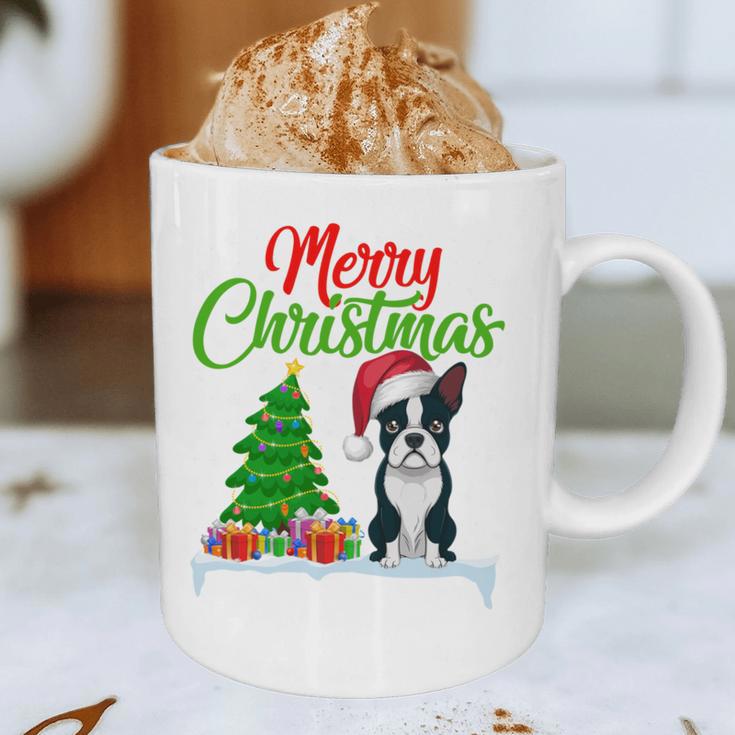 Boston Terrier Christmas Tree Lights Xmas Dog Lover Graphic Print Coffee Mug, novelty gifts, funny gifts