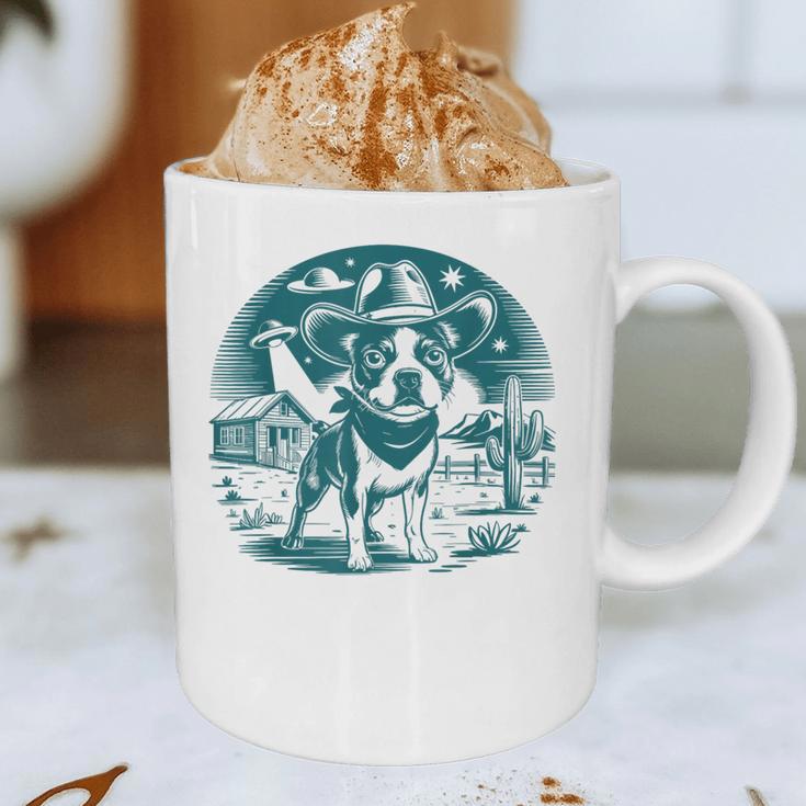 Boston Terrier Cowboy UFO Shirt Vintage Western Dog Mom Tee Graphic Print Coffee Mug, novelty gifts, funny gifts