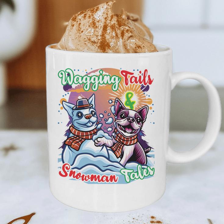 Boston Terrier Dog Christmas Snowman Winter Snow Graphic Print Coffee Mug, novelty gifts, funny gifts