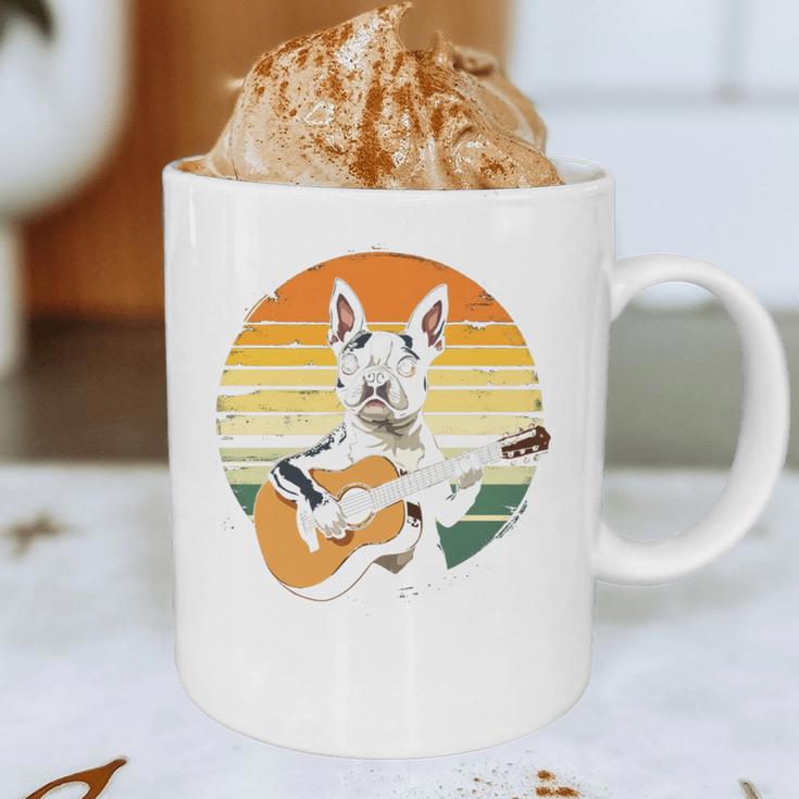 Boston Terrier Guitar Retro Graphic Print Coffee Mug, novelty gifts, funny gifts