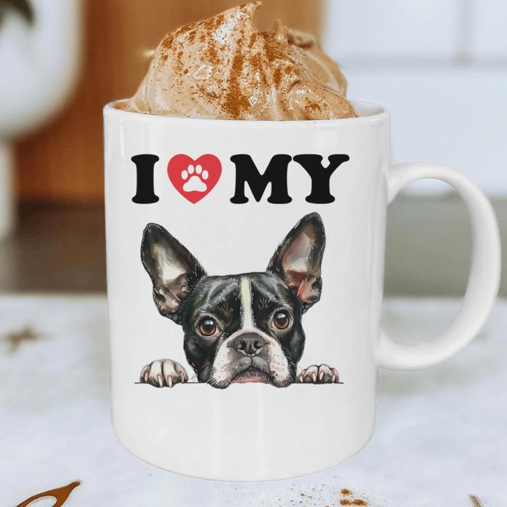Boston Terrier I Heart My Dog Dog Lover Graphic Print Coffee Mug, novelty gifts, funny gifts
