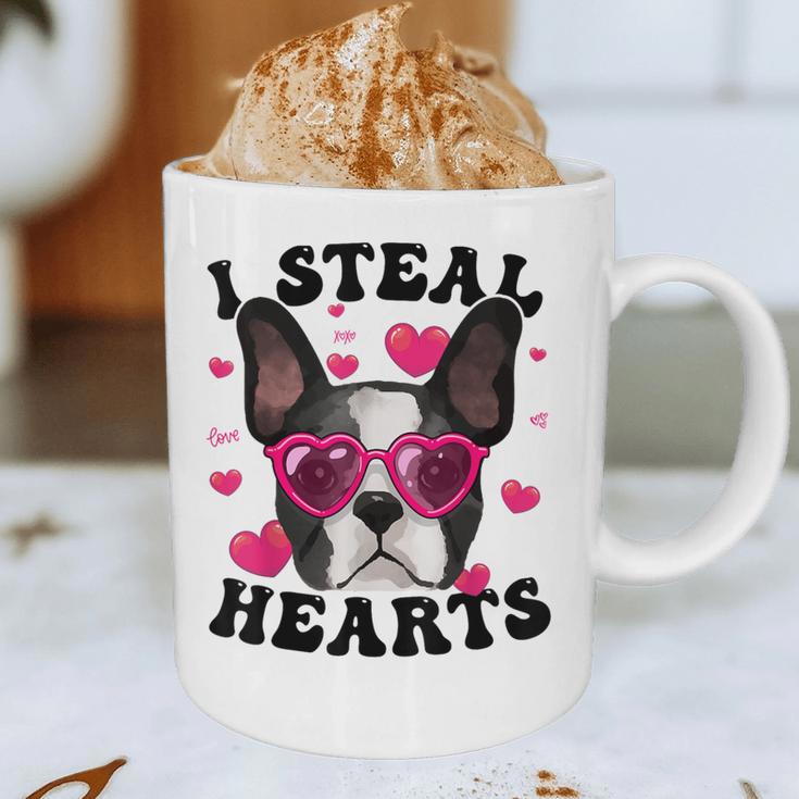 Boston Terrier Heart Glasses Girls Bostie Valentines Day Graphic Print Coffee Mug, novelty gifts, funny gifts