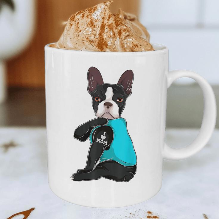 Boston Terrier I Love Mom Apparel Graphic Print Coffee Mug, novelty gifts, funny gifts