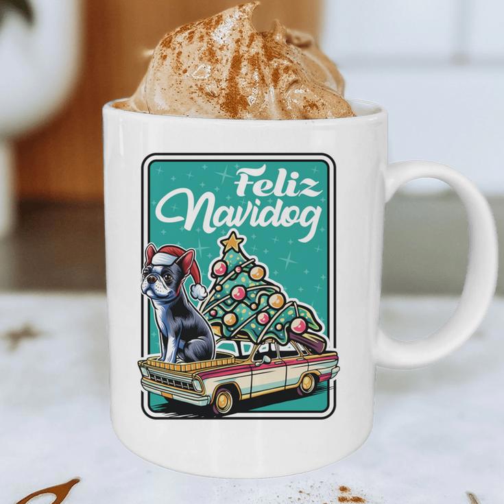 Boston Terrier Merry Christmas Tree Truck Dog X-Mas Graphic Print Coffee Mug, novelty gifts, funny gifts