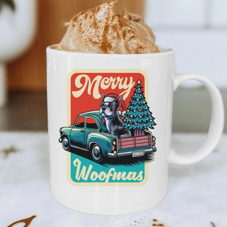 Boston Terrier Merry Christmas Tree Truck Santa Dog X-Mas Graphic Print Coffee Mug, novelty gifts, funny gifts