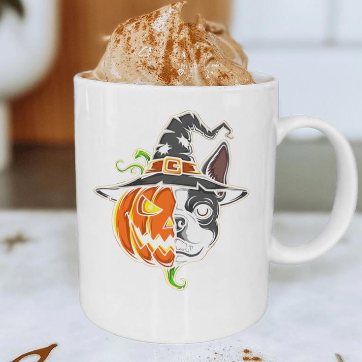 Boston Terrier Pumpkin Jack O Lantern Halloween Graphic Print Coffee Mug, novelty gifts, funny gifts