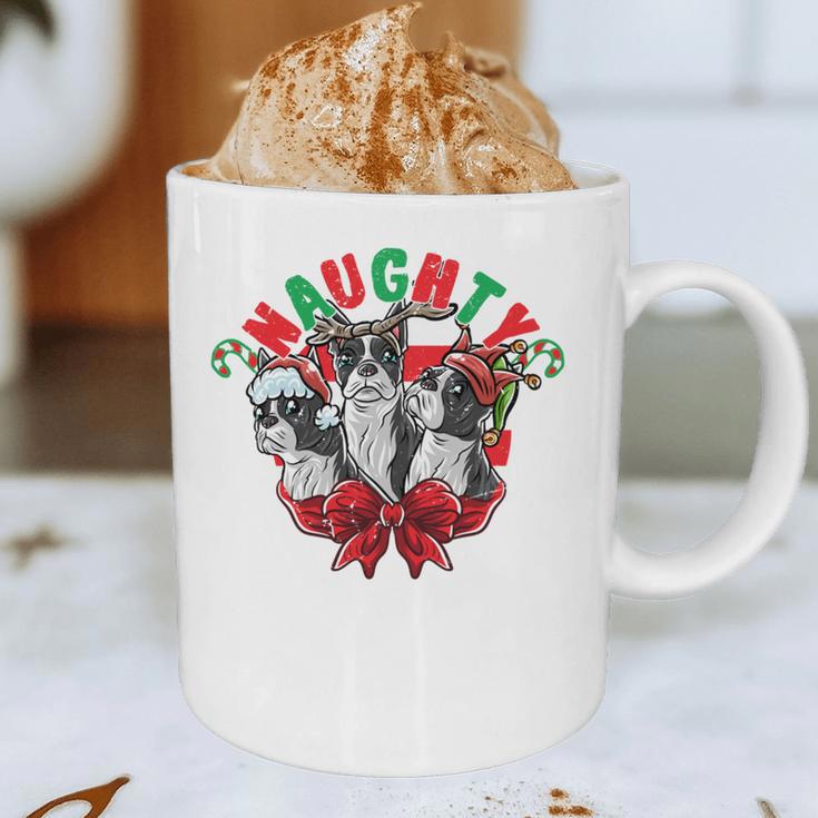Boston Terrier Santa Claus Elf Reindeer Christmas Dog X-Mas Graphic Print Coffee Mug, novelty gifts, funny gifts
