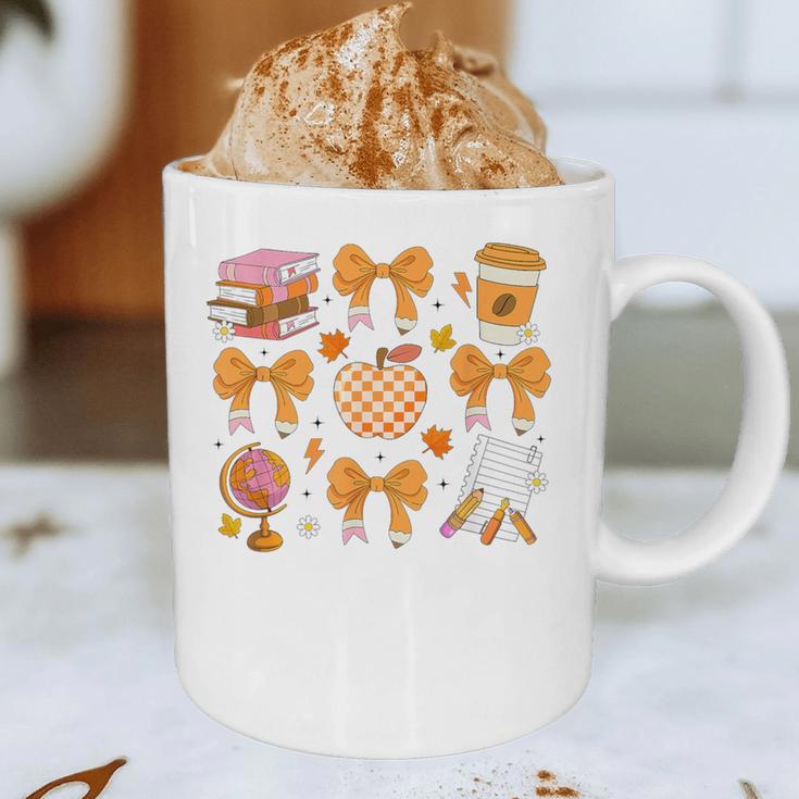 Coquette Bow Teacher Thanksgiving Fall Autumn Girls Women Graphic Print Coffee Mug, novelty gifts, funny gifts