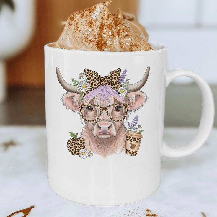 Cute Floral Highland Cow Back To School For Women Teacher Graphic Print Coffee Mug, novelty gifts, funny gifts