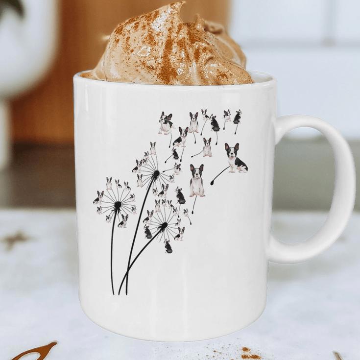 Dandelion Boston Terrier Flower Floral Bostie Tree Graphic Print Coffee Mug, novelty gifts, funny gifts
