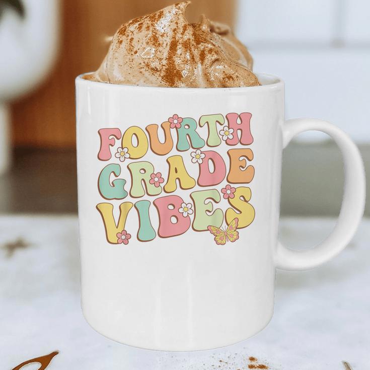 Fourth Grade Vibes Hello Team 4th Grade Teacher Kids Retro Graphic Print Coffee Mug, novelty gifts, funny gifts