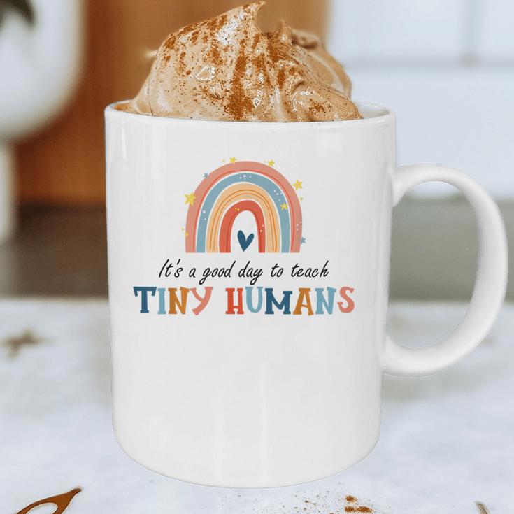 Good Day To Teach Tiny Humans Rainbow Teacher Graphic Print Coffee Mug, novelty gifts, funny gifts