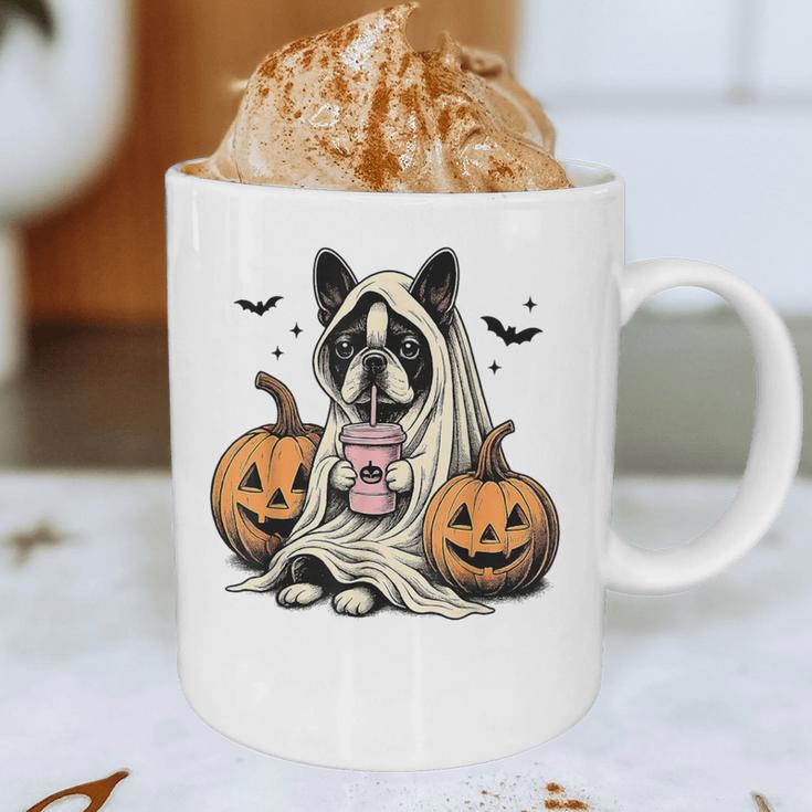 Halloween Boston Terrier Ghost Graphic Print Coffee Mug, novelty gifts, funny gifts