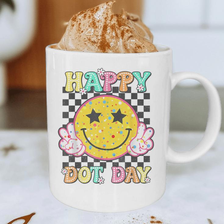 Happy Dot Day Hippie Flowers Smile Face Groovy Teacher Kids Graphic Print Coffee Mug, novelty gifts, funny gifts