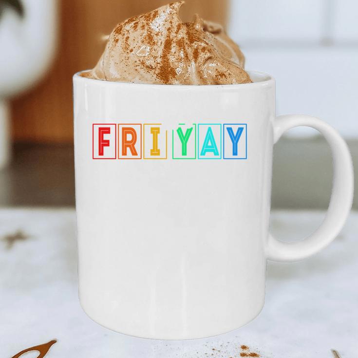 Happy Fri Yay Teacher Friday Graphic Print Coffee Mug, novelty gifts, funny gifts
