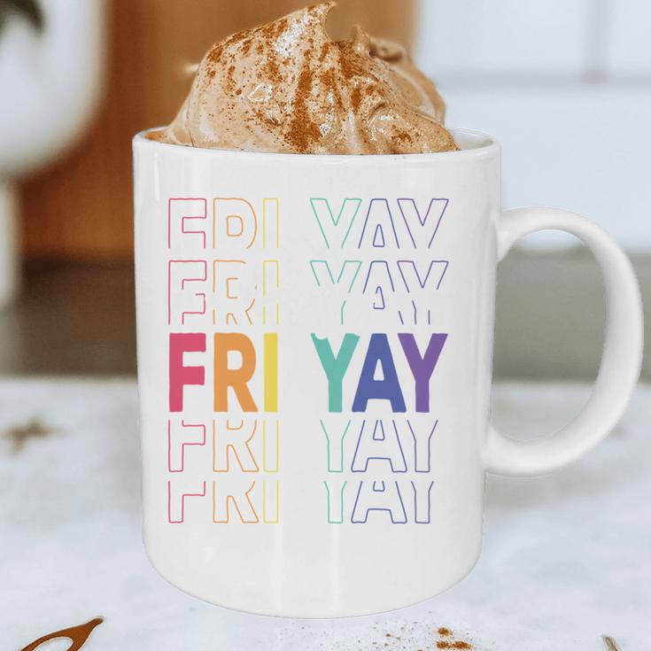 Happy Fri Yay Teacher Friday Saying Graphic Print Coffee Mug, novelty gifts, funny gifts