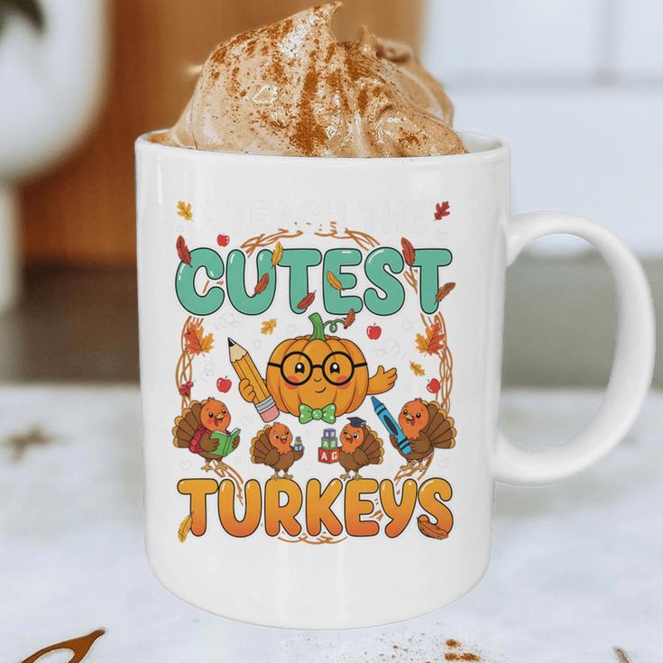 Humor I Teach The Cutest Turkeys Thanksgiving Teacher Graphic Print Coffee Mug, novelty gifts, funny gifts