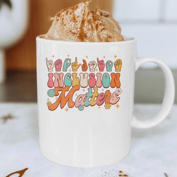 Inclusion Matters Groovy American Sign Language ASL Teacher For Men Women Graphic Print Coffee Mug, novelty gifts, funny gifts Inclusion Matters Groovy American Sign Language ASL Teacher For Men Women Graphic Print Coffee Mug, novelty gifts, funny gifts