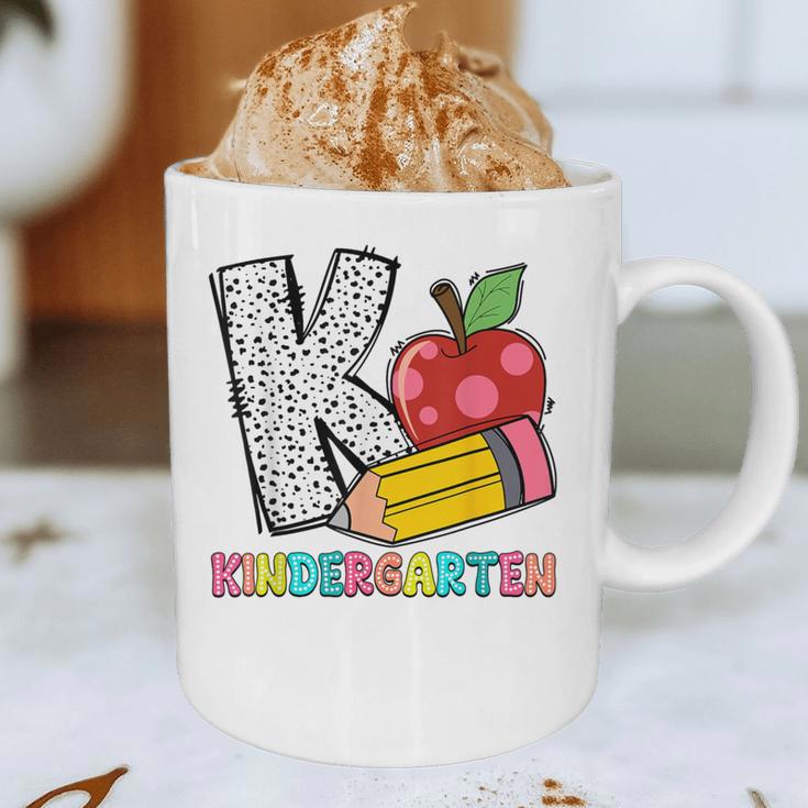 K Is For Kindergarten Teacher Pencil Apple Back To School Graphic Print Coffee Mug, novelty gifts, funny gifts