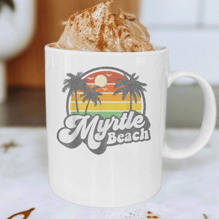 Myrtle Beach South Carolina Retro 70s Vintage Vacation Graphic Print Coffee Mug, novelty gifts, funny gifts