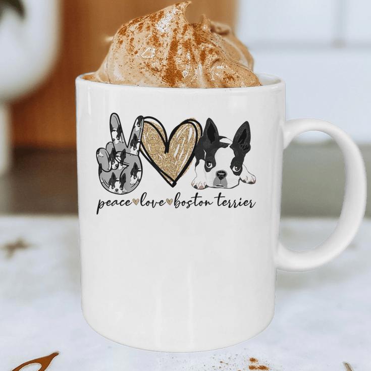 Peace Love Boston Terrier Boston Terrier Lover Dog Mom Graphic Print Coffee Mug, novelty gifts, funny gifts