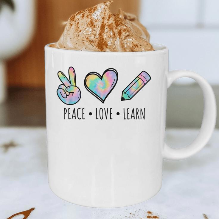 Peace Love Learn Tie Dye Teacher Kids 100th Days Of School Graphic Print Coffee Mug, novelty gifts, funny gifts