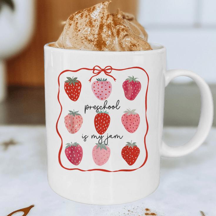 Preschool Is My Jam Strawberry Teacher First Day Of School Graphic Print Coffee Mug, novelty gifts, funny gifts