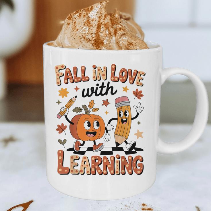 Retro Fall In Love With Learning Autumn Pumpkin Teacher Kids Graphic Print Coffee Mug, novelty gifts, funny gifts Retro Fall In Love With Learning Autumn Pumpkin Teacher Kids Graphic Print Coffee Mug, novelty gifts, funny gifts
