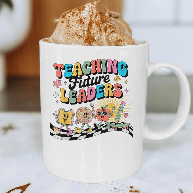 Retro Teaching Future Leaders Groovy Teacher Back To School Graphic Print Coffee Mug, novelty gifts, funny gifts