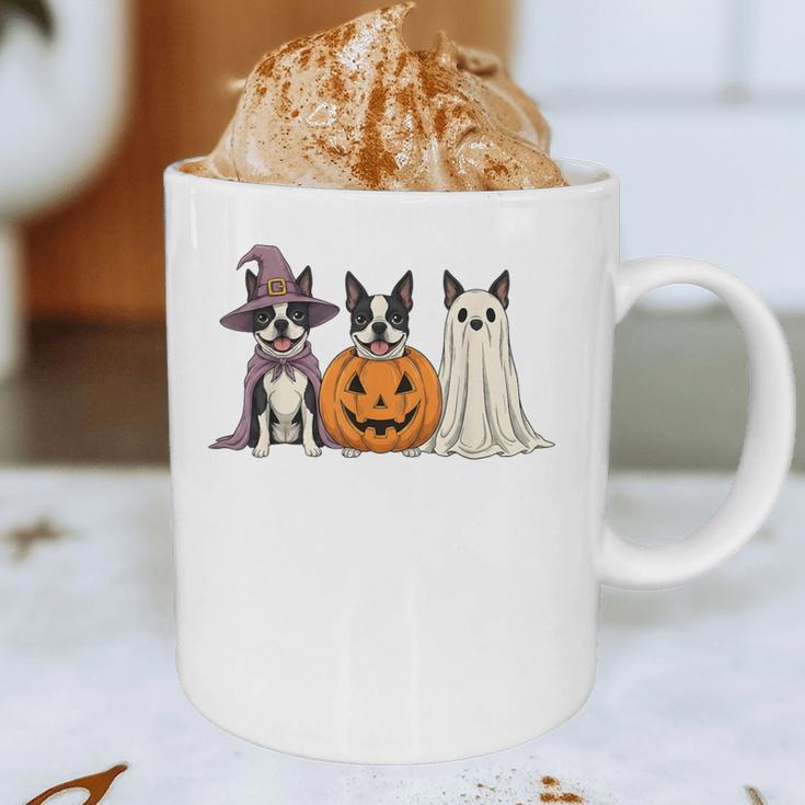 Spooky Ghost Boston Terrier Pumpkin Halloween Dog Lover Graphic Print Coffee Mug, novelty gifts, funny gifts