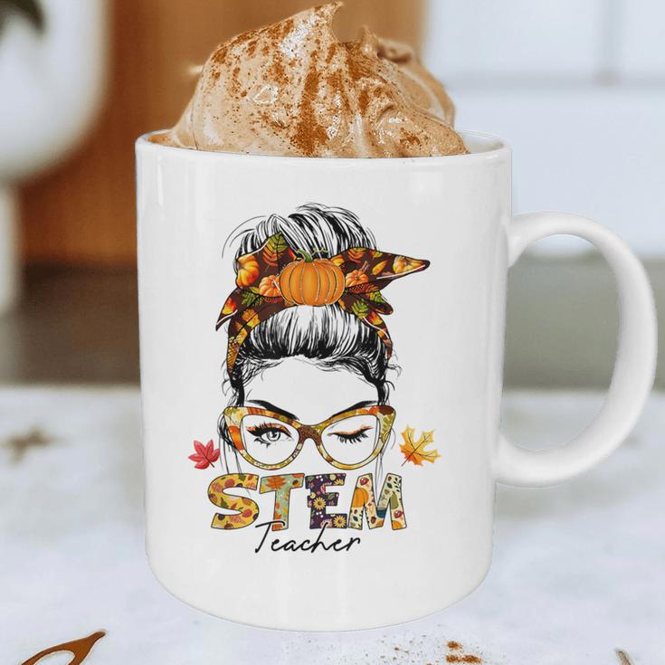 STEM Teacher Messy Bun Fall Vibes Autumn Thanksgiving Men Women Graphic Print Coffee Mug, novelty gifts, funny gifts STEM Teacher Messy Bun Fall Vibes Autumn Thanksgiving Men Women Graphic Print Coffee Mug, novelty gifts, funny gifts