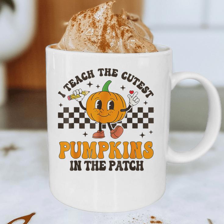 I Teach The Cutest Pumpkins In The Patch Groovy Teacher Fall Graphic Print Coffee Mug, novelty gifts, funny gifts