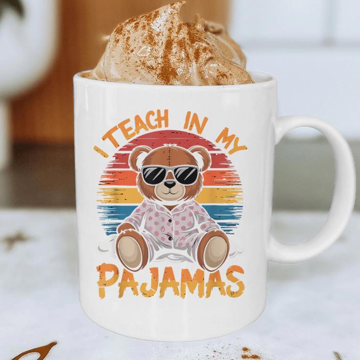 I Teach In My Pajamas Teacher Sunset Bear Retro Graphic Print Coffee Mug, novelty gifts, funny gifts I Teach In My Pajamas Teacher Sunset Bear Retro Graphic Print Coffee Mug, novelty gifts, funny gifts