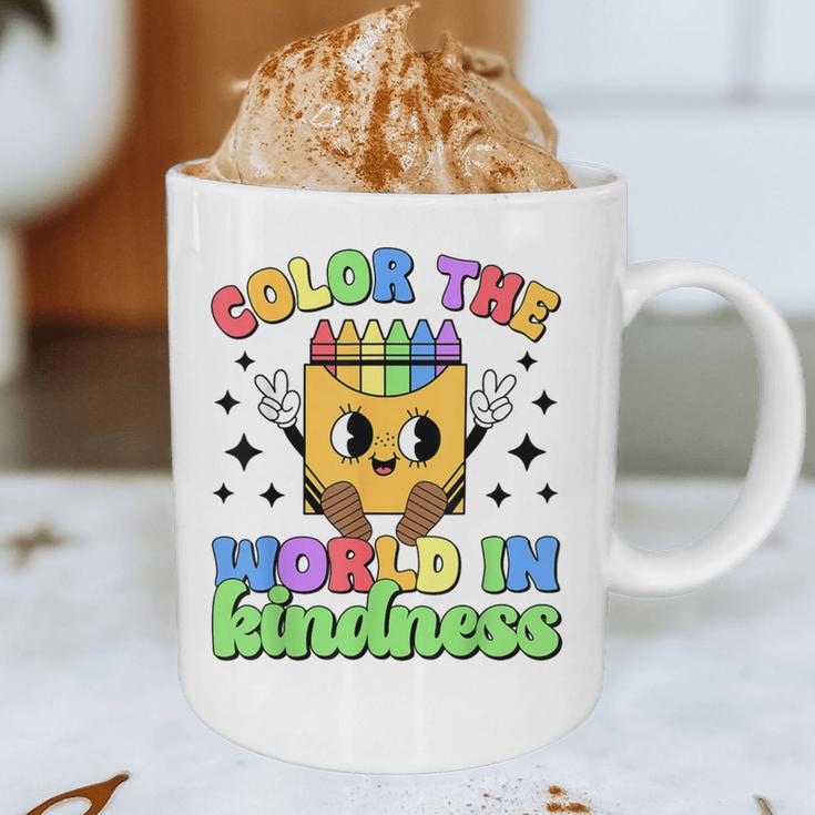 Teacher Back To School Color In Kindness Crayon Pencil Graphic Print Coffee Mug, novelty gifts, funny gifts