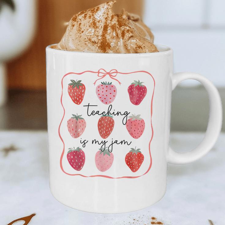 Teaching Is My Jam Teacher Team Crew Cute Strawberry Girls Graphic Print Coffee Mug, novelty gifts, funny gifts