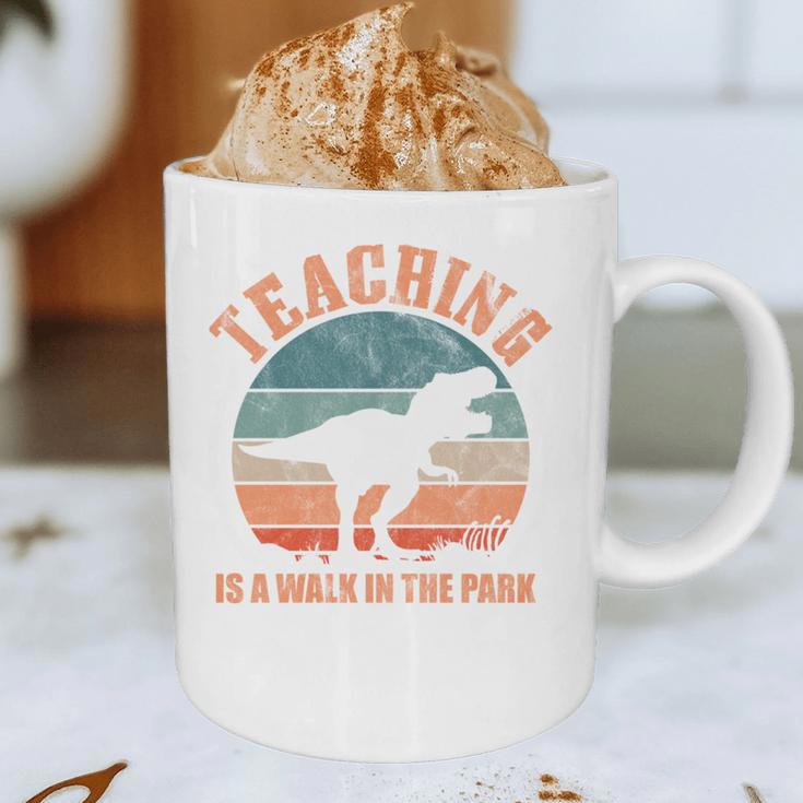 Teaching Is A Walk In The Park Teacher T-Rex Retro Graphic Print Coffee Mug, novelty gifts, funny gifts