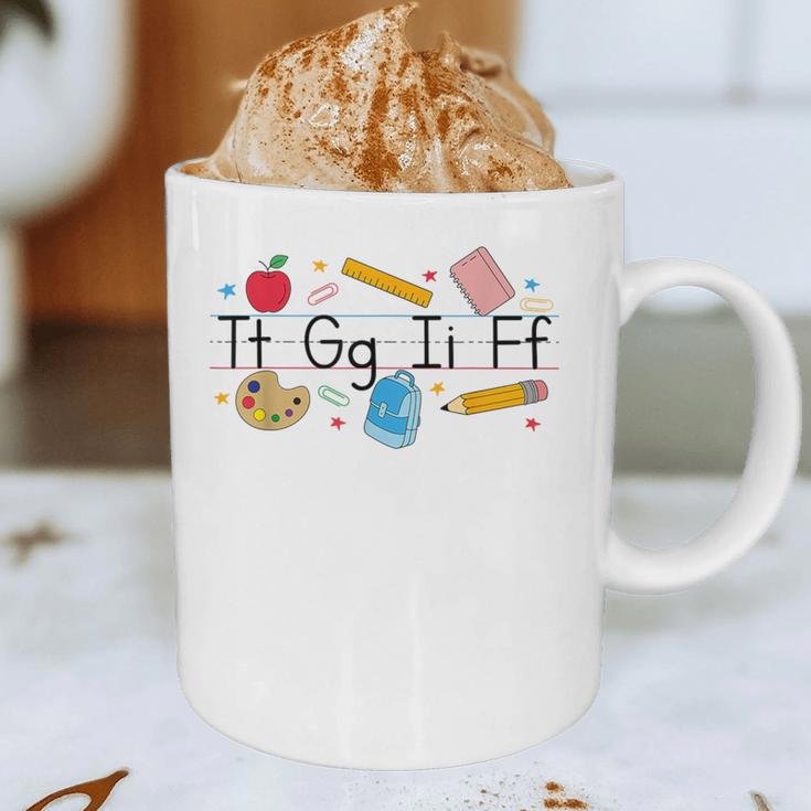 TGIF Teacher Alphabet Kindergarten Teacher Appreciation Graphic Print Coffee Mug, novelty gifts, funny gifts