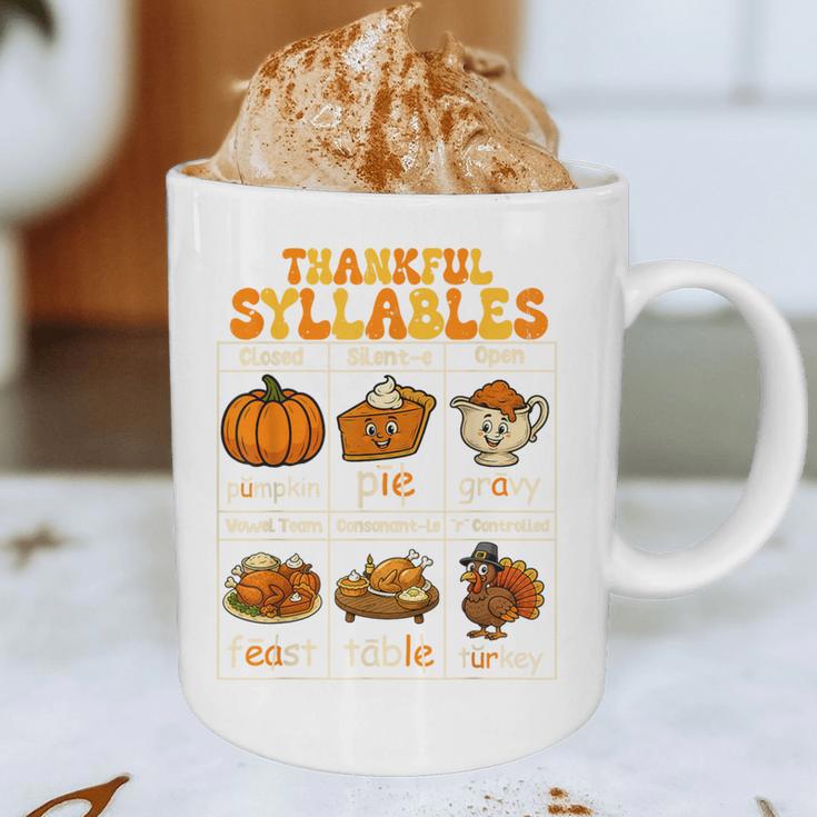Thankful Syllables Teacher Thanksgiving Educational Kids Graphic Print Coffee Mug, novelty gifts, funny gifts Thankful Syllables Teacher Thanksgiving Educational Kids Graphic Print Coffee Mug, novelty gifts, funny gifts