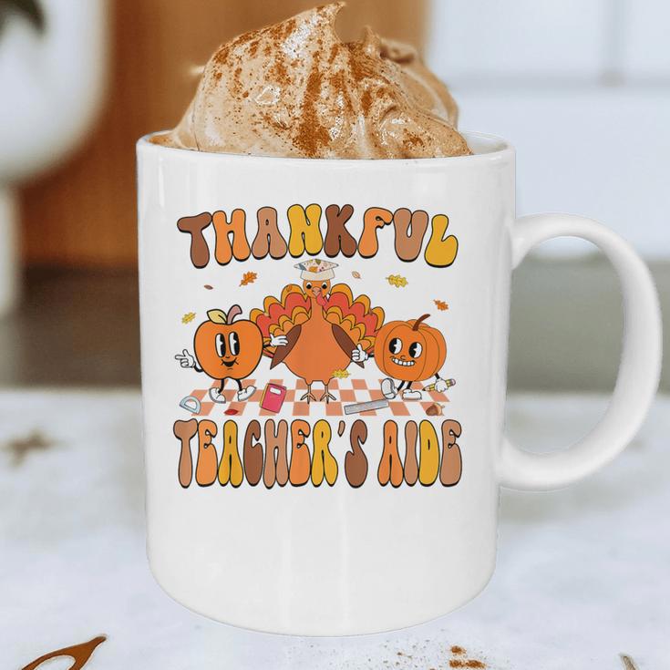 Thankful Teacher's Aide Thanksgiving Autumn Fall Women Men Graphic Print Coffee Mug, novelty gifts, funny gifts
