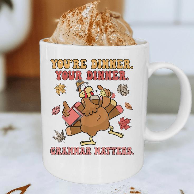 Thanksgiving Grammar Thankful English Teacher Fall Turkey Graphic Print Coffee Mug, novelty gifts, funny gifts